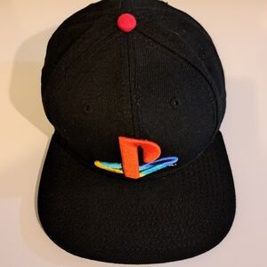 Sony Black PlayStation Logo Hat Snapback Embroidered EUC